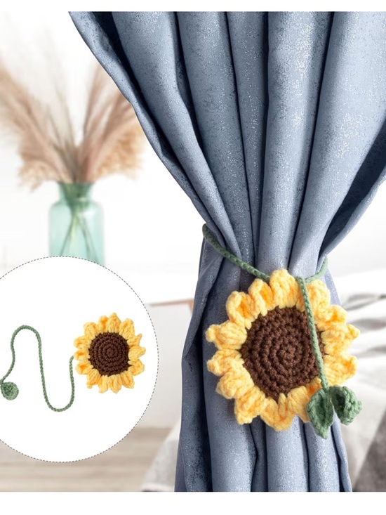 Accessories - Crocheted Sunflower Bookmark - Yellow & Brown with Green Stem 🌻